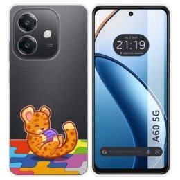 Funda Silicona Transparente para Oppo A60 5G diseño Leopardo Dibujos