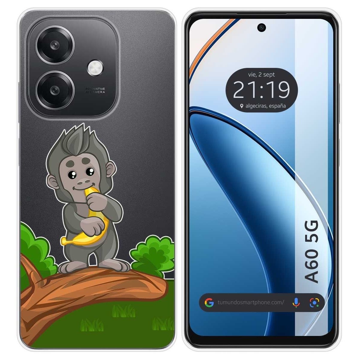 Funda Silicona Transparente para Oppo A60 5G diseño Mono Dibujos