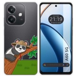 Funda Silicona Transparente para Oppo A60 5G diseño Panda Dibujos