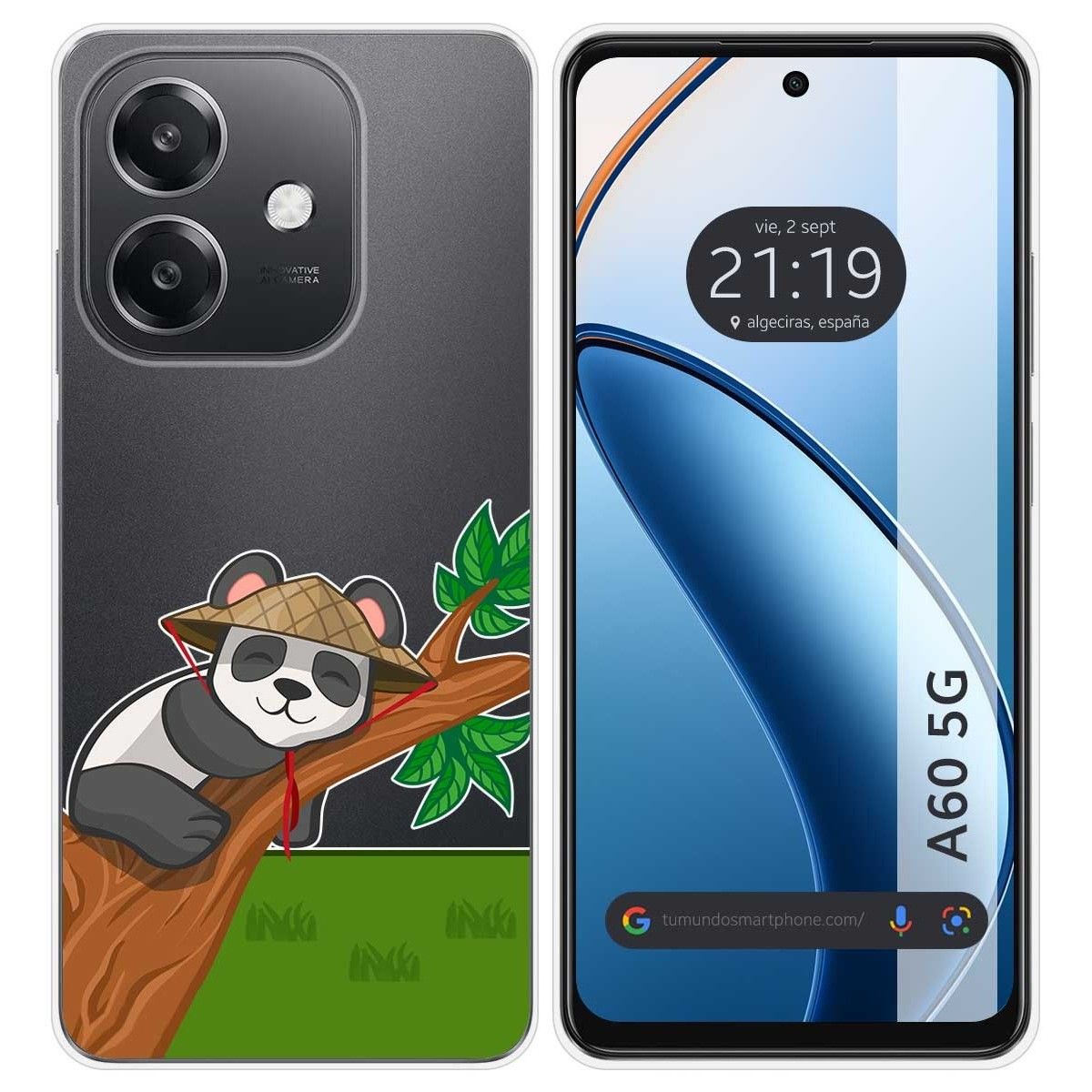 Funda Silicona Transparente para Oppo A60 5G diseño Panda Dibujos