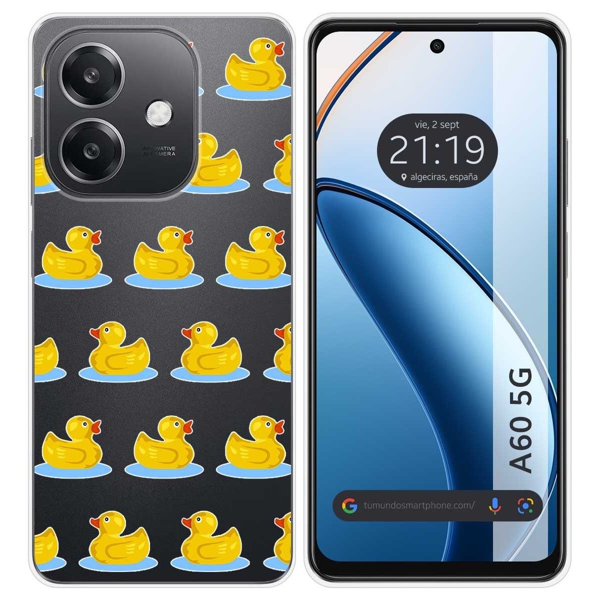 Funda Silicona Transparente para Oppo A60 5G diseño Pato Dibujos