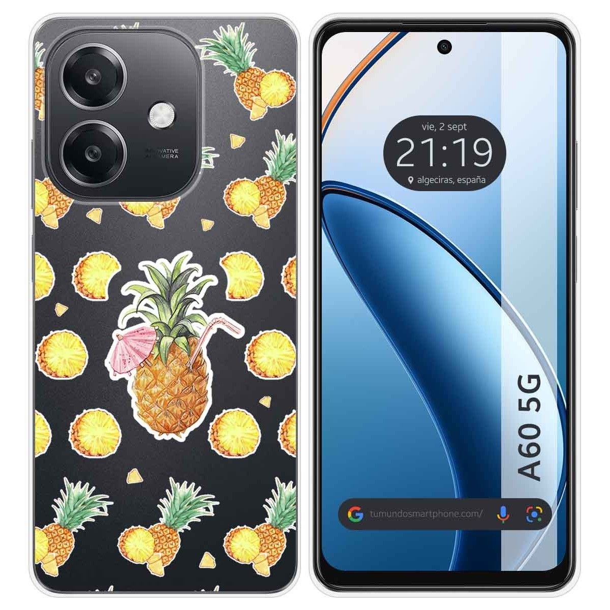 Funda Silicona Transparente para Oppo A60 5G diseño Piña Dibujos