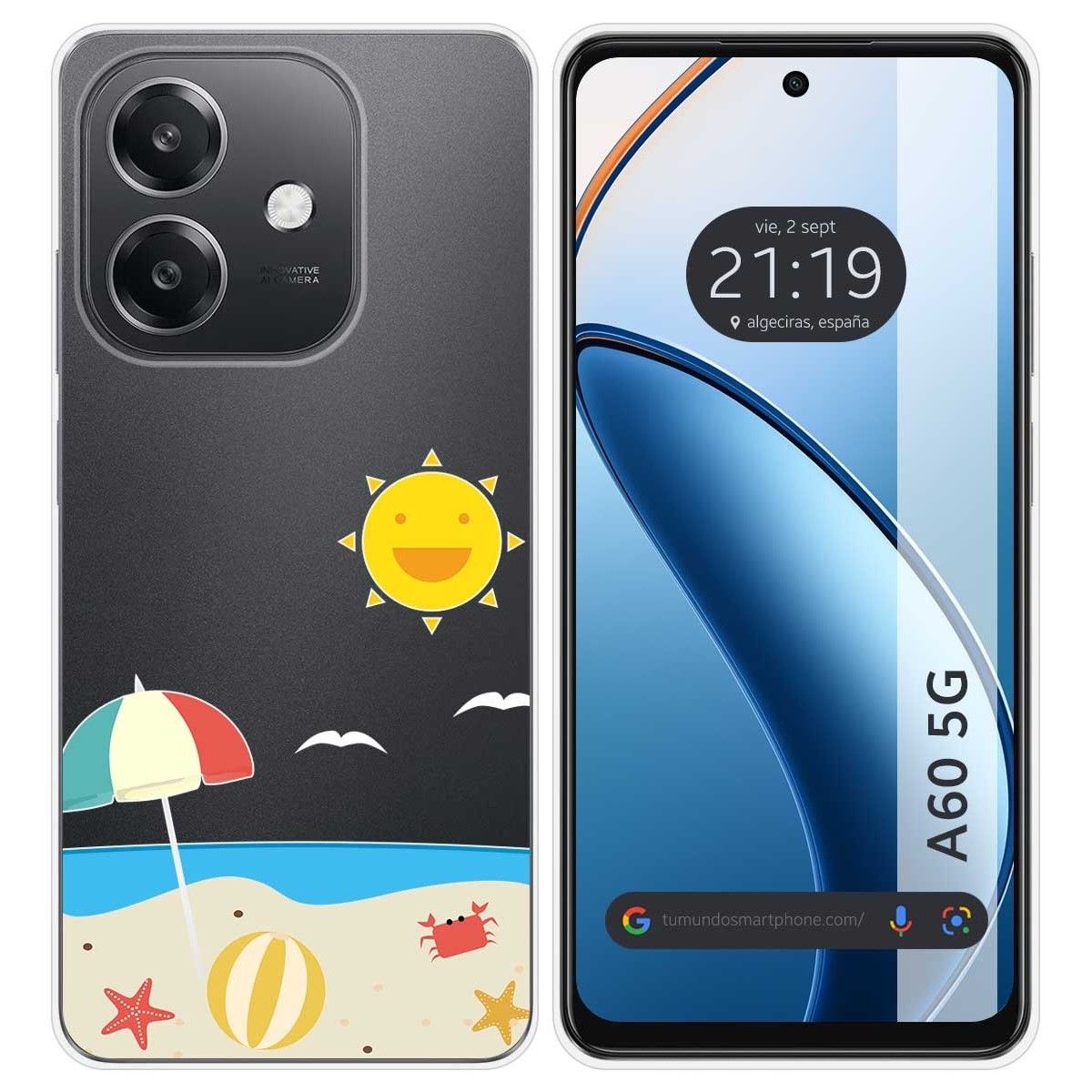 Funda Silicona Transparente para Oppo A60 5G diseño Playa Dibujos