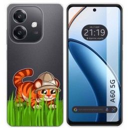 Funda Silicona Transparente para Oppo A60 5G diseño Tigre Dibujos