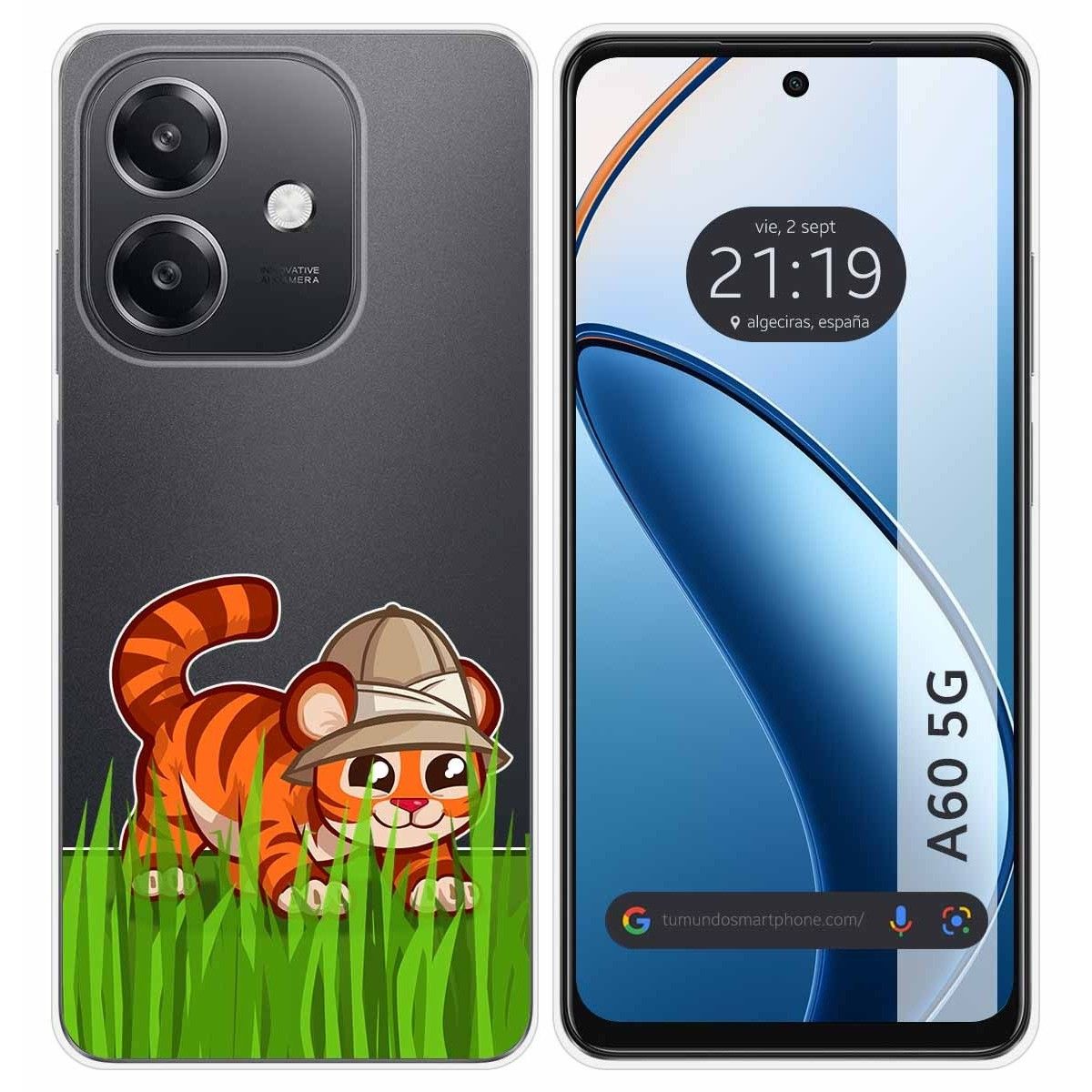Funda Silicona Transparente para Oppo A60 5G diseño Tigre Dibujos