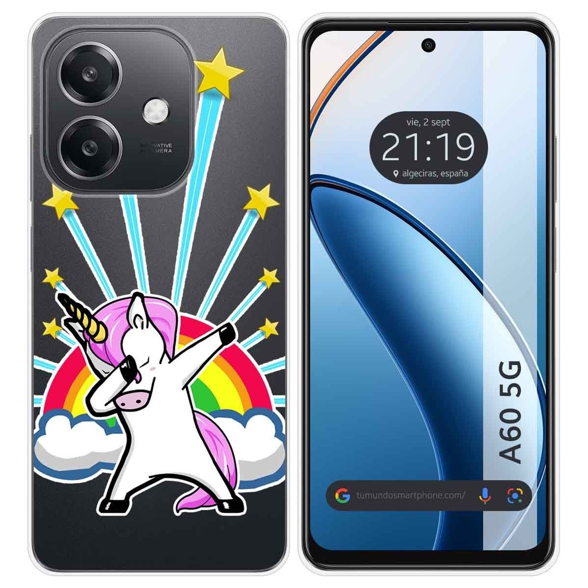 Funda Silicona Transparente para Oppo A60 5G diseño Unicornio Dibujos