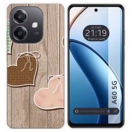 Funda Silicona para Oppo A60 5G diseño Corazones Madera Dibujos