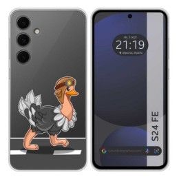 Funda Silicona Transparente para Samsung Galaxy S24 FE 5G diseño Avestruz Dibujos