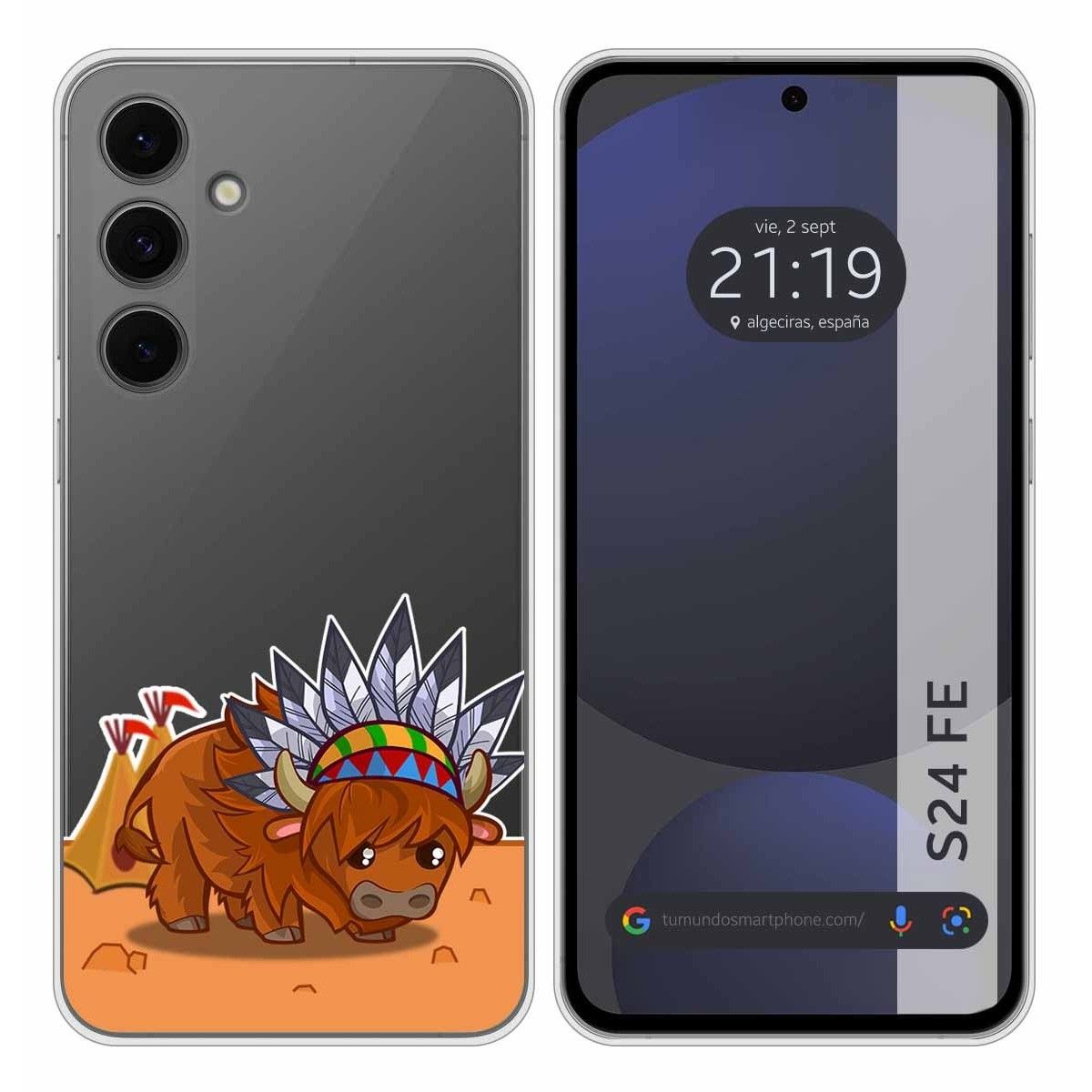 Funda Silicona Transparente para Samsung Galaxy S24 FE 5G diseño Bufalo Dibujos
