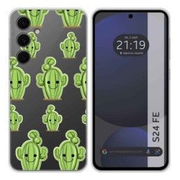 Funda Silicona Transparente para Samsung Galaxy S24 FE 5G diseño Cactus Dibujos