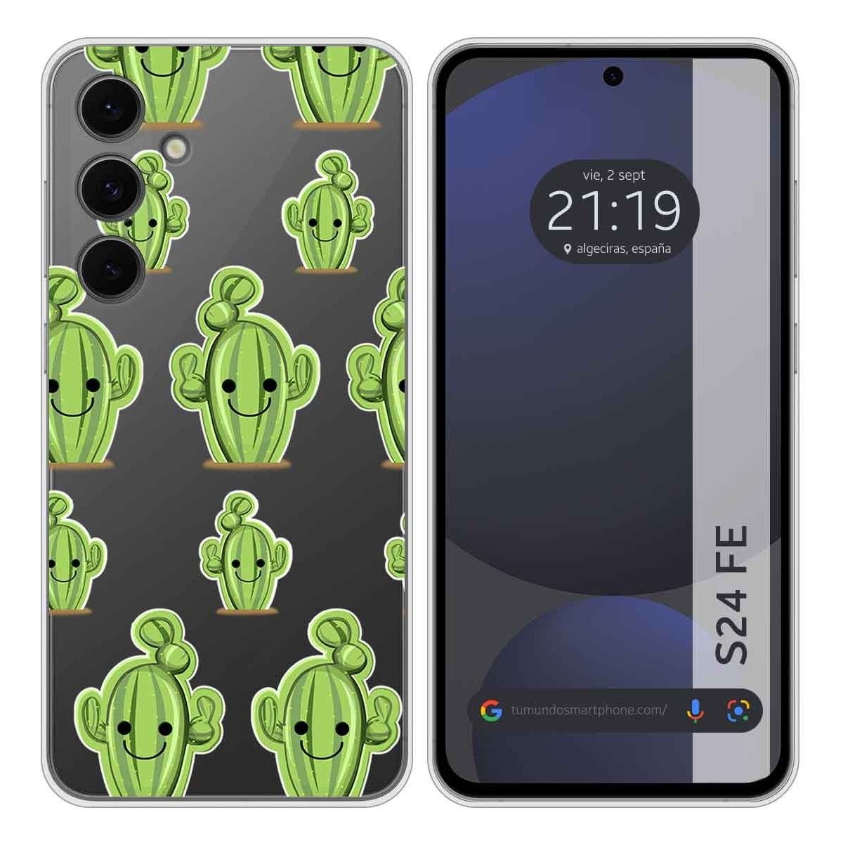 Funda Silicona Transparente para Samsung Galaxy S24 FE 5G diseño Cactus Dibujos