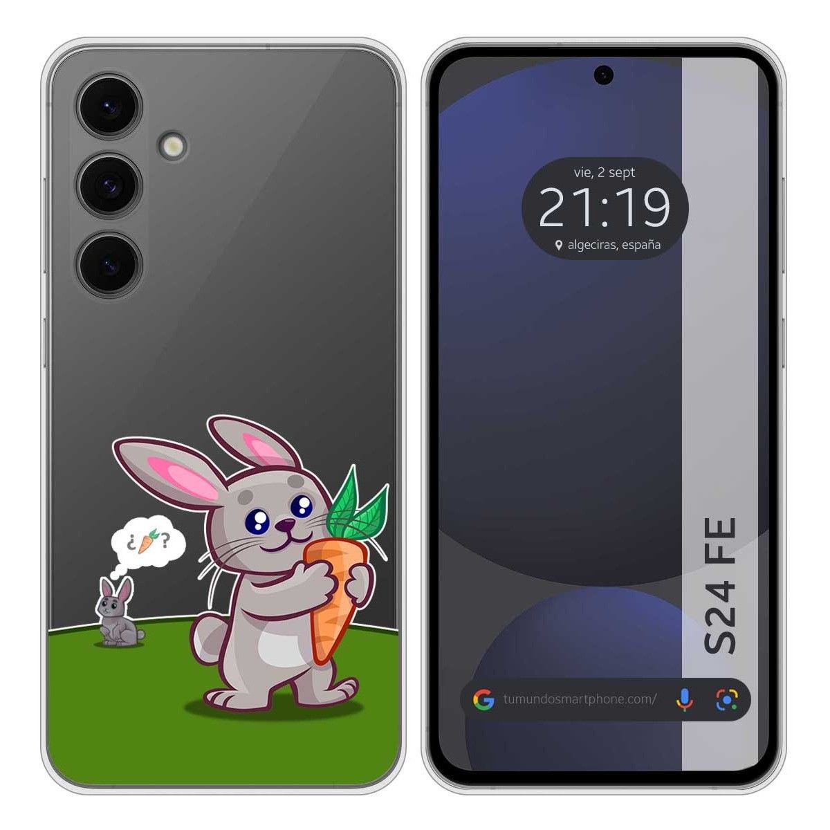 Funda Silicona Transparente para Samsung Galaxy S24 FE 5G diseño Conejo Dibujos