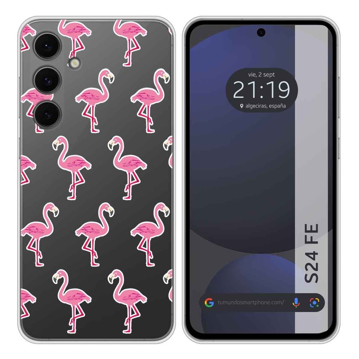 Funda Silicona Transparente para Samsung Galaxy S24 FE 5G diseño Flamenco Dibujos