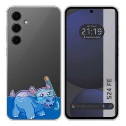 Funda Silicona Transparente para Samsung Galaxy S24 FE 5G diseño Hipo Dibujos