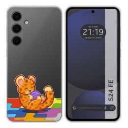 Funda Silicona Transparente para Samsung Galaxy S24 FE 5G diseño Leopardo Dibujos