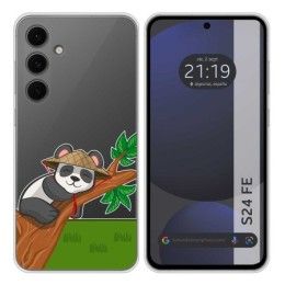 Funda Silicona Transparente para Samsung Galaxy S24 FE 5G diseño Panda Dibujos