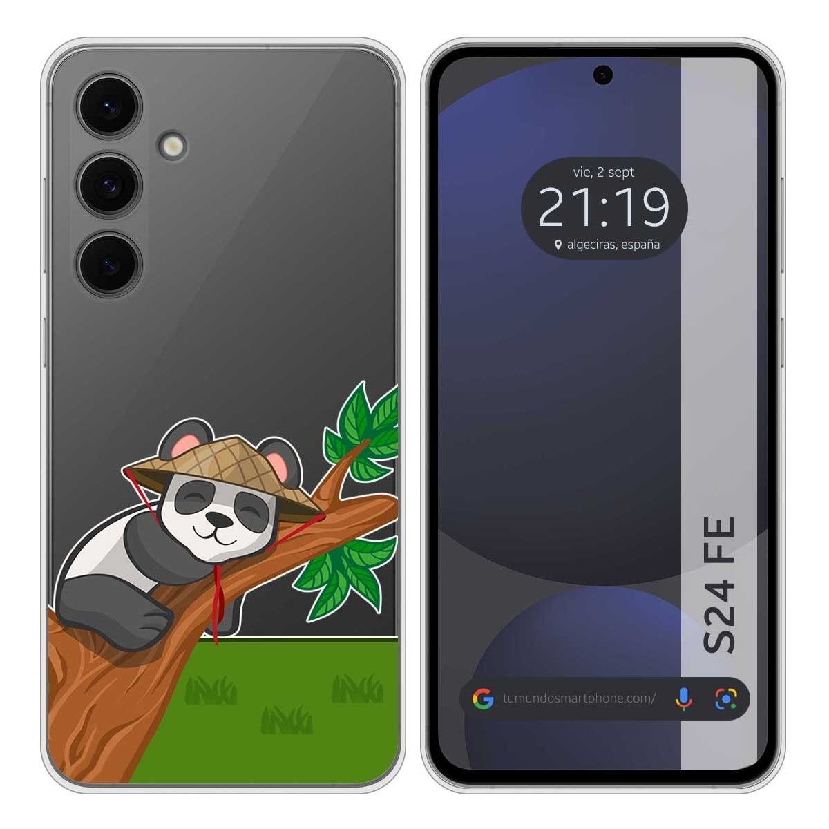 Funda Silicona Transparente para Samsung Galaxy S24 FE 5G diseño Panda Dibujos