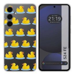 Funda Silicona Transparente para Samsung Galaxy S24 FE 5G diseño Pato Dibujos