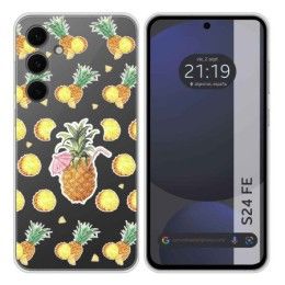 Funda Silicona Transparente para Samsung Galaxy S24 FE 5G diseño Piña Dibujos