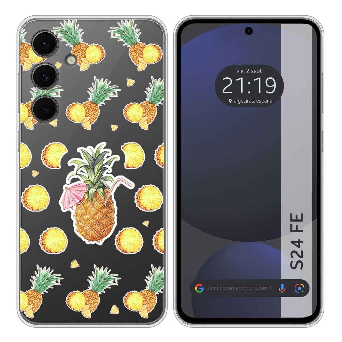 Funda Silicona Transparente para Samsung Galaxy S24 FE 5G diseño Piña Dibujos