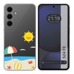 Funda Silicona Transparente para Samsung Galaxy S24 FE 5G diseño Playa Dibujos