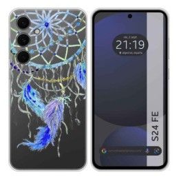 Funda Silicona Transparente para Samsung Galaxy S24 FE 5G diseño Plumas Dibujos