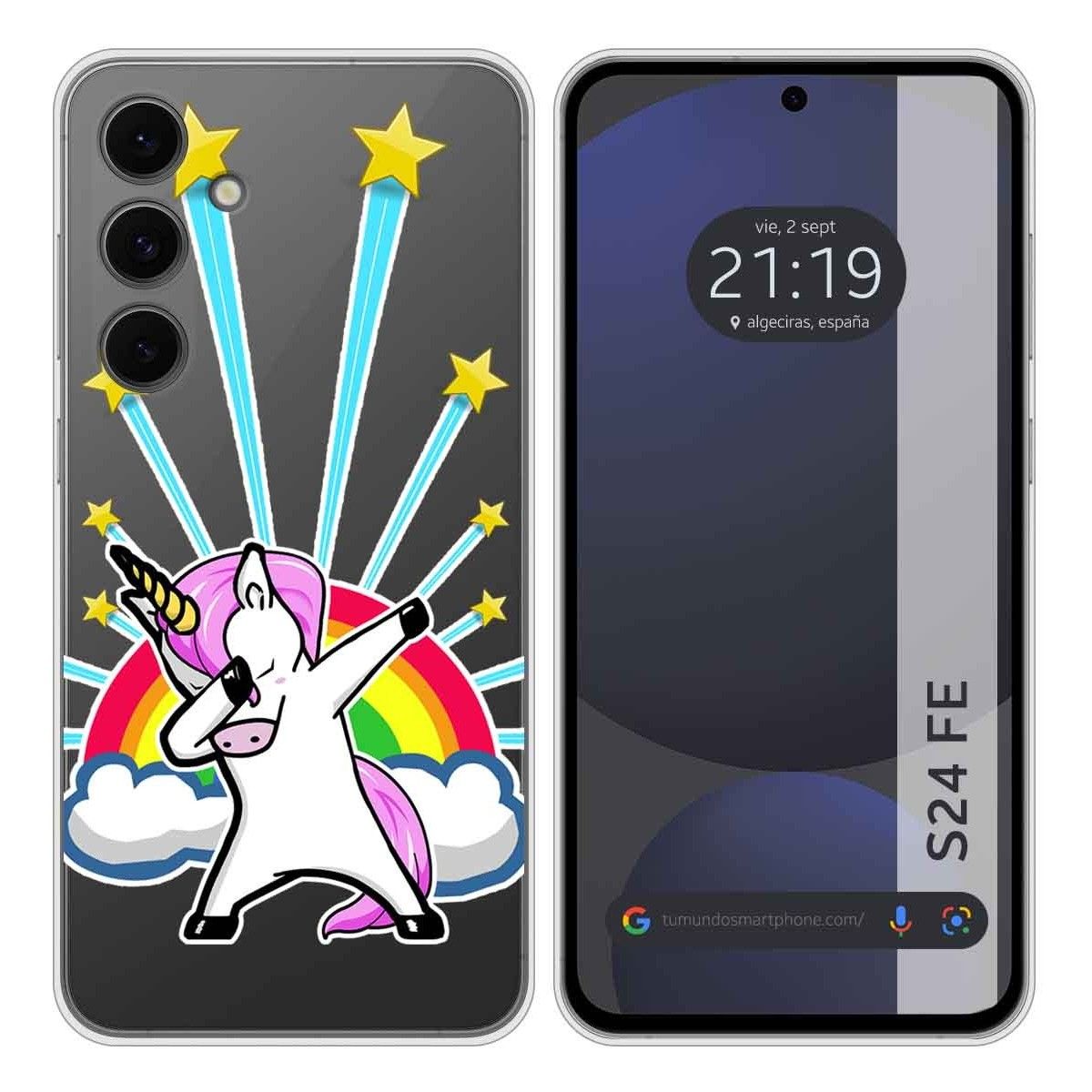 Funda Silicona Transparente para Samsung Galaxy S24 FE 5G diseño Unicornio Dibujos