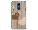 Funda Gel Tpu para Lg K11 Diseño Corazones Madera Dibujos