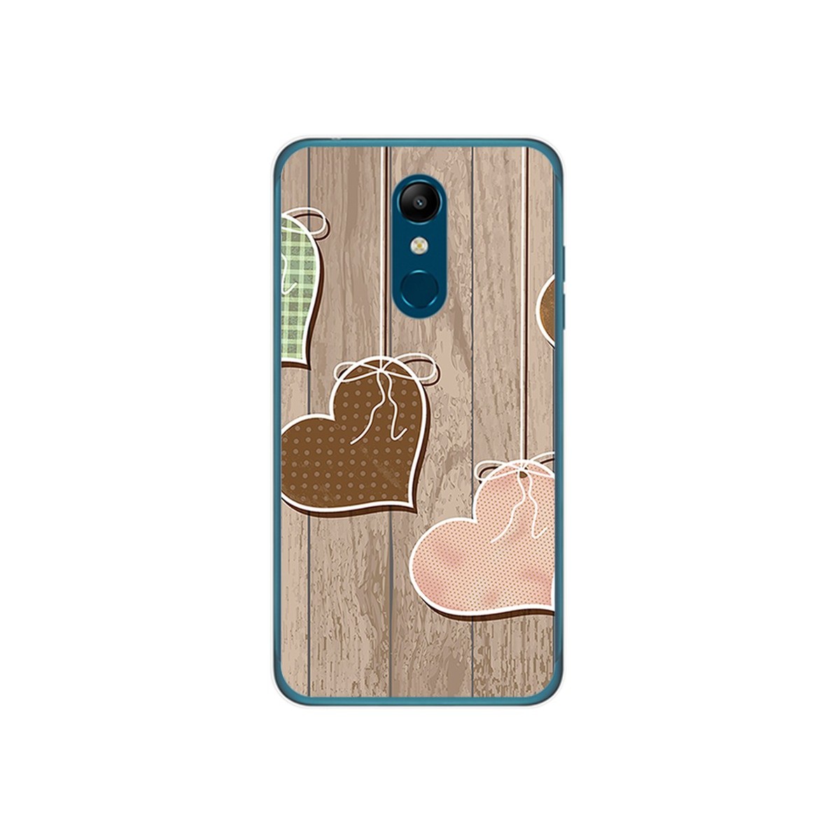 Funda Gel Tpu para Lg K11 Diseño Corazones Madera Dibujos