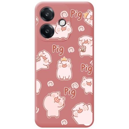 Funda Silicona Líquida Rosa para Oppo A60 5G diseño Cerdos Dibujos
