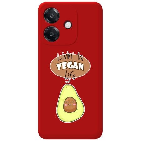 Funda Silicona Líquida Roja para Oppo A60 5G diseño Vegan Life Dibujos