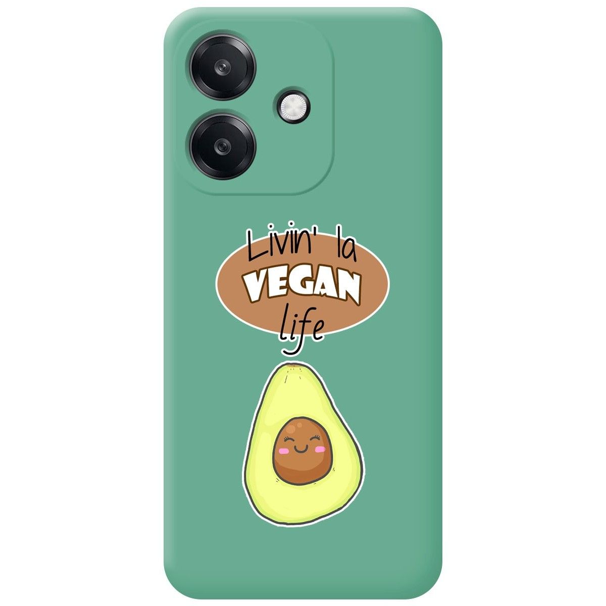 Funda Silicona Líquida Verde para Oppo A60 5G diseño Vegan Life Dibujos