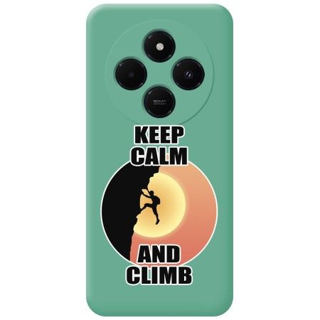 Funda Silicona Líquida Verde para Xiaomi Poco C75 diseño Hombre Escalada Dibujos