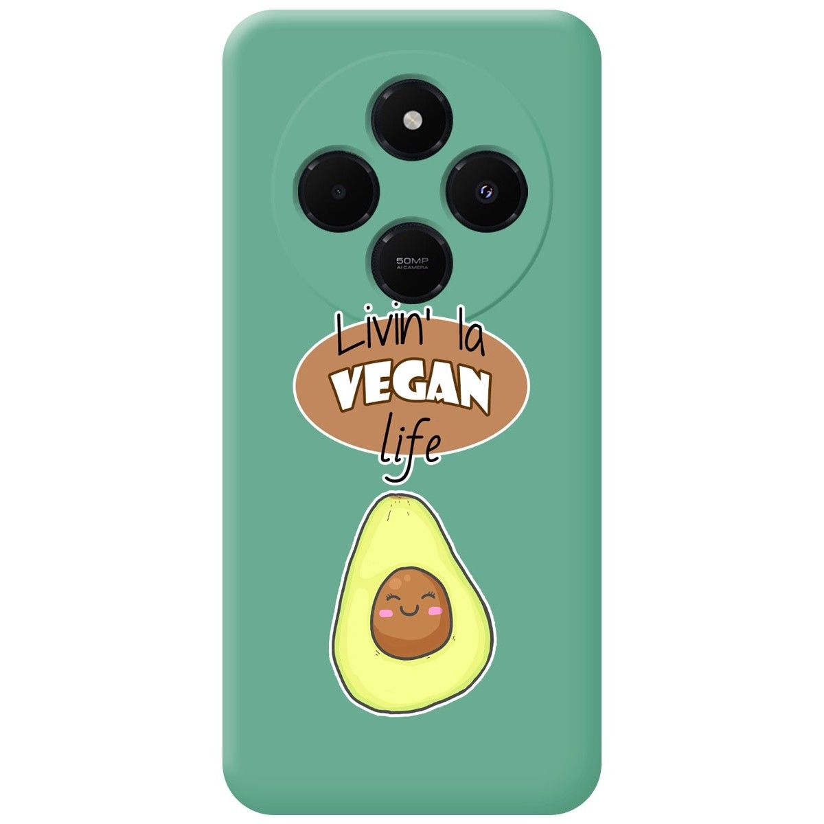 Funda Silicona Líquida Verde para Xiaomi Poco C75 diseño Vegan Life Dibujos