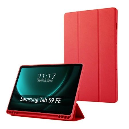 Funda con Tapa Smart para Samsung Galaxy Tab S9 FE color Roja