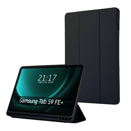Funda con Tapa Smart para Samsung Galaxy Tab S9 FE+ Plus color Negra