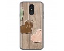 Funda Gel Tpu para Lg Q7 Diseño Corazones Madera Dibujos