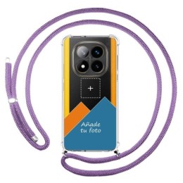 Personaliza tu Funda Colgante Transparente para Xiaomi Poco X7 5G con Cordon Morado Dibujo Personalizada