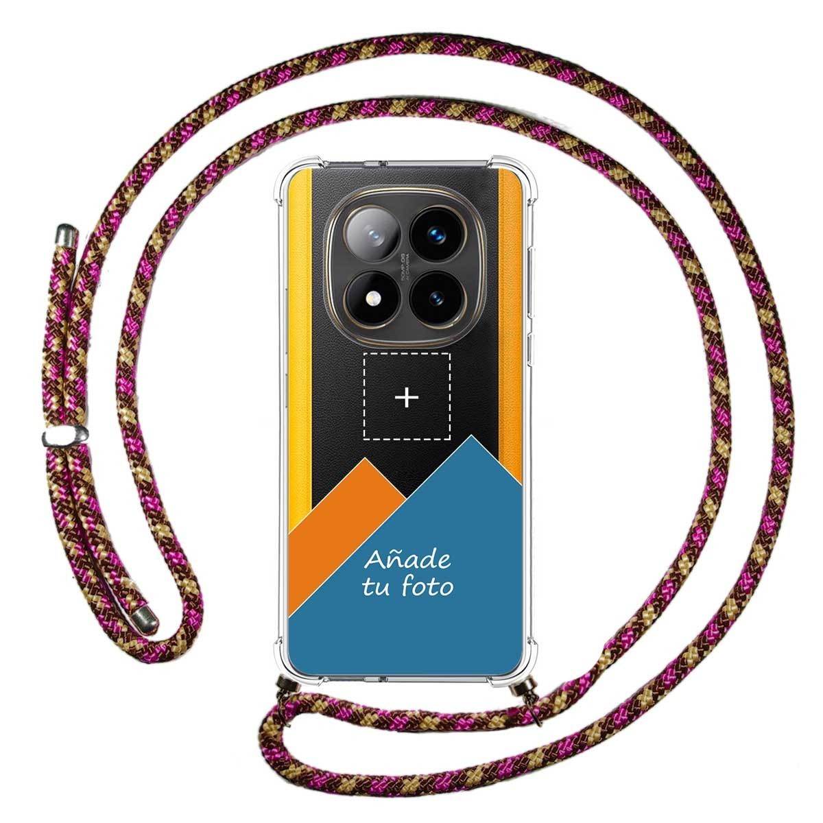 Personaliza tu Funda Colgante Transparente para Xiaomi Poco X7 5G con Cordon Rosa / Dorado Dibujo Personalizada