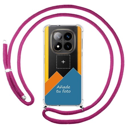 Personaliza tu Funda Colgante Transparente para Xiaomi Poco X7 5G con Cordon Rosa Fucsia Dibujo Personalizada