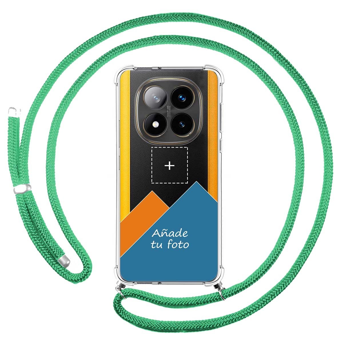 Personaliza tu Funda Colgante Transparente para Xiaomi Poco X7 5G con Cordon Verde Agua Dibujo Personalizada