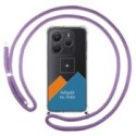 Personaliza tu Funda Colgante Transparente para Xiaomi Redmi Note 14 4G con Cordon Morado Dibujo Personalizada