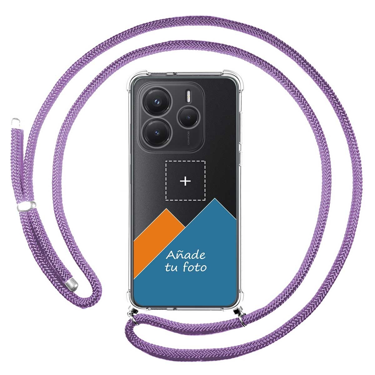 Personaliza tu Funda Colgante Transparente para Xiaomi Redmi Note 14 4G con Cordon Morado Dibujo Personalizada