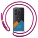 Personaliza tu Funda Colgante Transparente para Xiaomi Redmi Note 14 4G con Cordon Rosa Fucsia Dibujo Personalizada