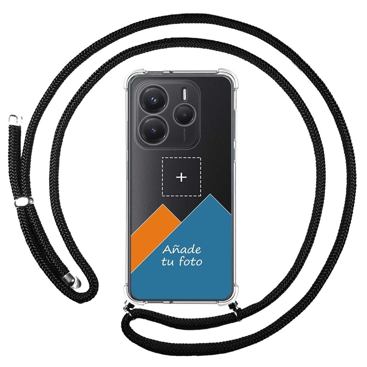 Personaliza tu Funda Colgante Transparente para Xiaomi Redmi Note 14 5G con Cordon Negro Dibujo Personalizada