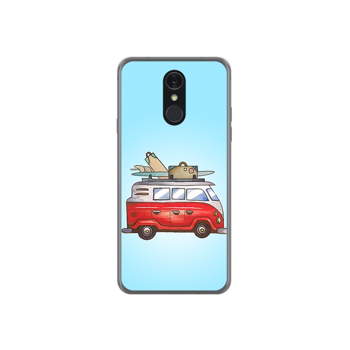 Funda Gel Tpu para Lg Q7 Diseño Furgoneta Dibujos