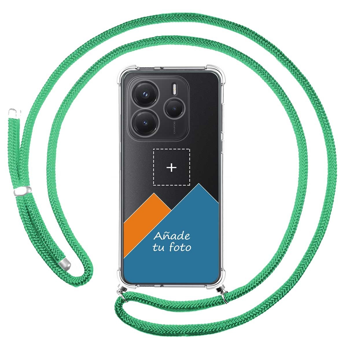 Personaliza tu Funda Colgante Transparente para Xiaomi Redmi Note 14 5G con Cordon Verde Agua Dibujo Personalizada