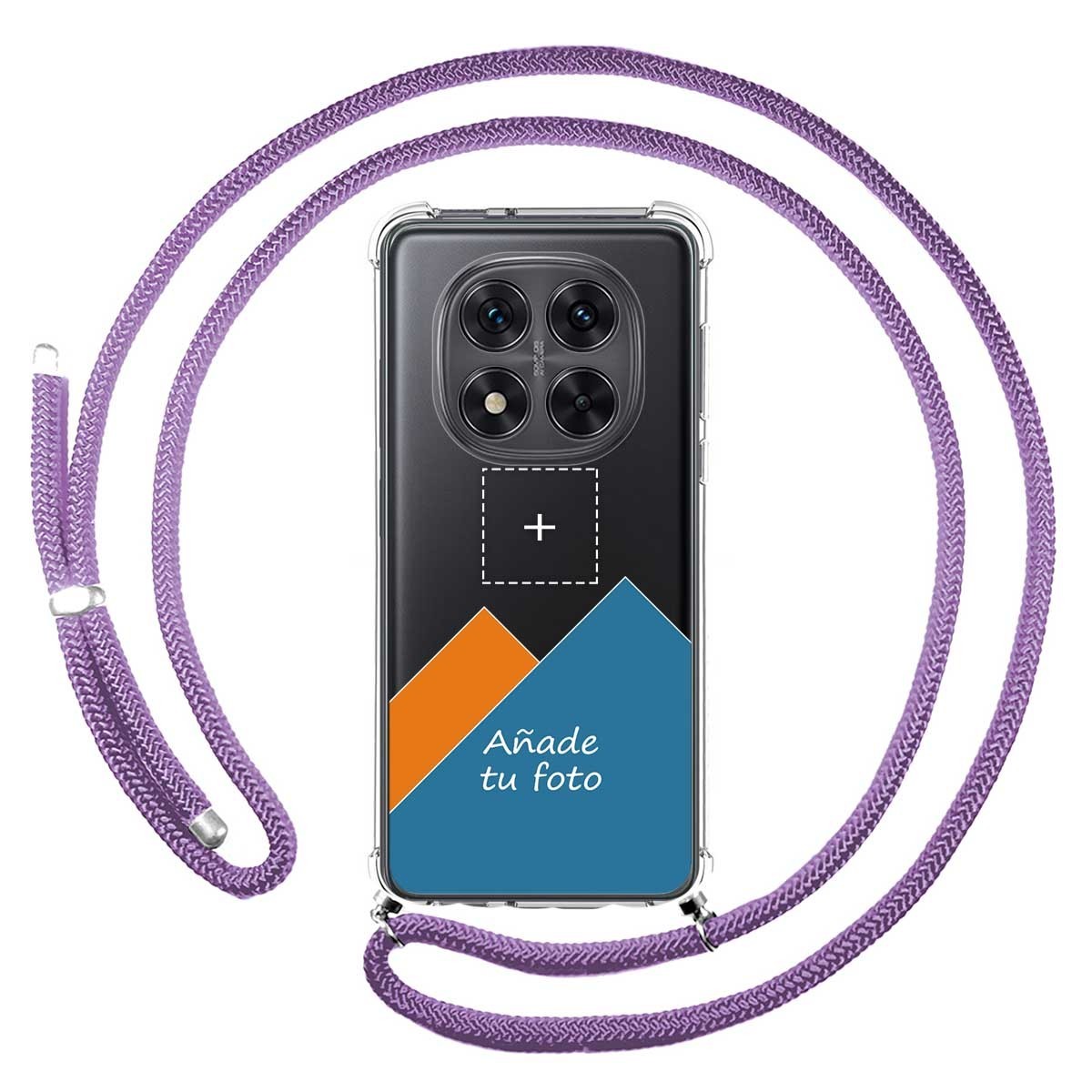 Personaliza tu Funda Colgante Transparente para Xiaomi Redmi Note 14 Pro 5G con Cordon Morado Dibujo Personalizada