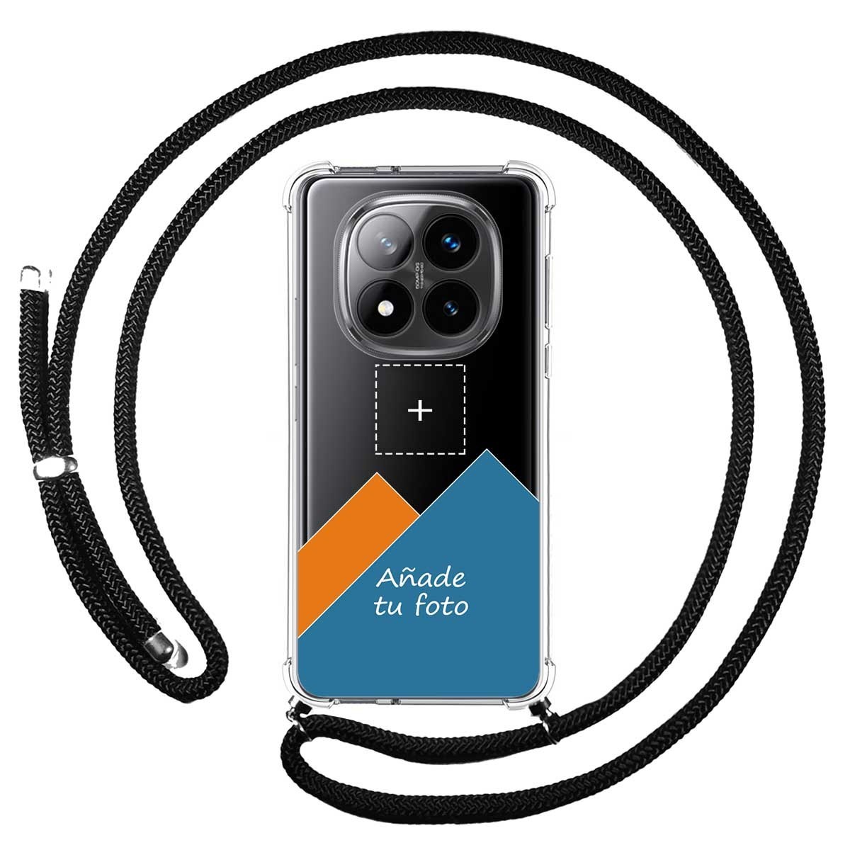 Personaliza tu Funda Colgante Transparente para Xiaomi Redmi Note 14 Pro+ Plus 5G con Cordon Negro Dibujo Personalizada