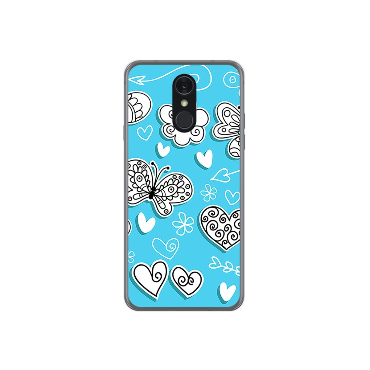 Funda Gel Tpu para Lg Q7 Diseño Mariposas Dibujos